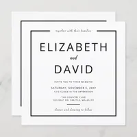 Black and White Elegant Modern Minimalist Wedding Invitation