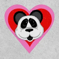 Panda Smiling Laughing on Love Heart Patch