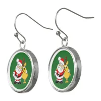 Christmas Pals with Santa and Deer Drop Earrings