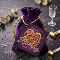 Glam Dark Purple Gold 30th Birthday Thank You Favor Tags