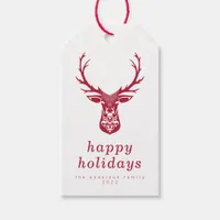 Red Christmas Deer Silhouette  Gift Tags