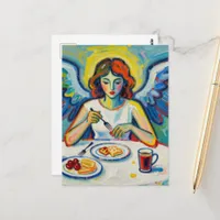 Colorful Angel at Breakfast Postcard