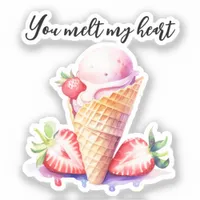 Ice cream cone you melt my heart sticker