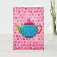 Pink Polka Dots and Teapot Card