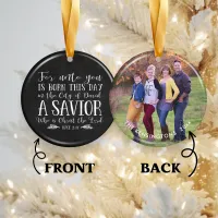 Christian Christmas Verse Typography Holiday Photo Ceramic Ornament