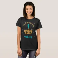 Gold and Blue Mask Mardi Gras Party T-Shirt