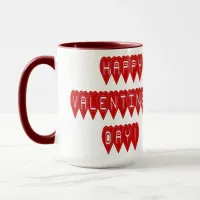 Happy Valentine's Day Heart Shaped Font Mug