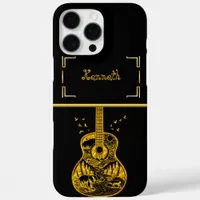 Gold Guitar Artistry Captures Nature and Music iPhone 16 Pro Max Case