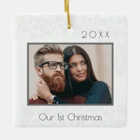 1st Christmas couple photo  Ceramic Ornament