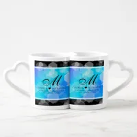 Elegant 41st Blue Topaz Wedding Anniversary Coffee Mug Set