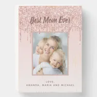 Mother blush pink rose gold photo wooden box sign