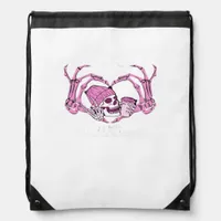 Halloween Skull Heart Hands Skeleton Beanie Drawstring Bag