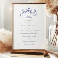 Elegant Vintage Romance Dusty Blue Wedding Menu Poster