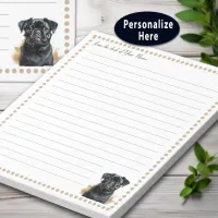 Black Pug Dog Personalized lined Notepad