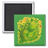 Cute Green Frog Artwork Painting Magnet