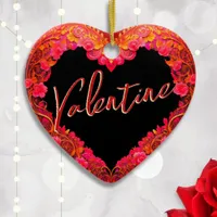 Personalized Ornate Valentine's Day Heart Ornament