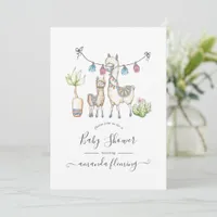 Watercolor Llama themed Baby Shower Invitation