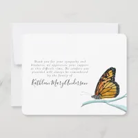 Simple Butterfly Funeral Thank You Card