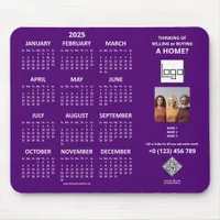 2025 Calendar Company Logo QR Code Purple Photo Mouse Pad