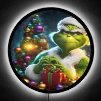 Grinch scheming by the Christmas tree LED Sign