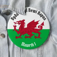 Happy St. David's Day Red Dragon Welsh Flag Button