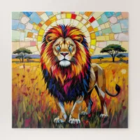 Vibrant Colorful Lion Mosaic   Jigsaw Puzzle