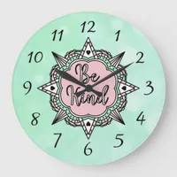 Be Kind | Mint Green and Pink Large Clock