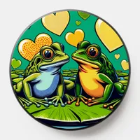 Cute boy and girl Frogs on Lilypad PopSocket