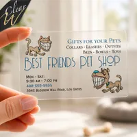 Cute Cartoon Pet Gift Shop Clear Business Cards