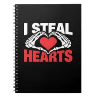 Steal Hearts Valentines Day Funny Skeleton Hand Cl Notebook
