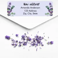 Lavender violet flowers moved new return address label