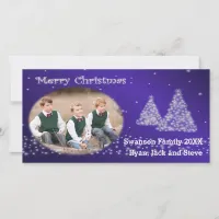 Your Photo Christmas Tree Blue Holiday Card