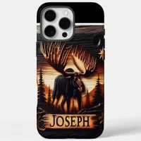 Moose Carving With Name iPhone 16 Pro Max Case