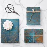 Grunge Copper Patina and Turquoise Wrapping Paper Sheets