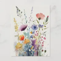 Beautiful Watercolor Wildflowers Postcard