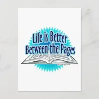 Between the Pages Blue Style Postcard