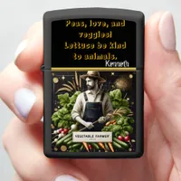 Farmer Caring for Spring Vegetables Zippo Lighter