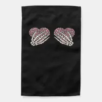 Funny Valentines Day Skeleton Hands Hearts Girl Garden Flag