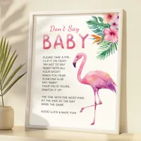 Flamingo Baby Shower Game Sign – Don’t Say Baby