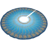 Swirls Array Gold on Blue Brushed Polyester Tree Skirt