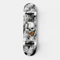 Skull and Monarch Butterfly Digital Art   Skateboard