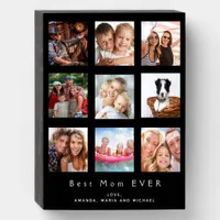 Mother family photo collage black wooden box sign