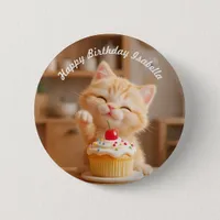 Cute Orange Kitten with a Cupcake Button