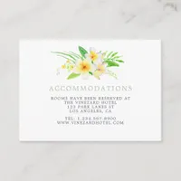 Exotic Watercolor Frangipani Wedding Accommodation Enclosure Card