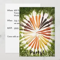 Carrot Garden Colorful Vegetable Rainbow Fun Party Invitation