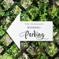 Wedding black white guest parking arrow  sign
