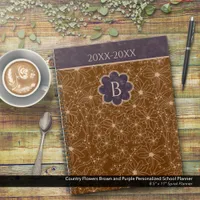 Country Flowers Brown Purple Personalized School Planner