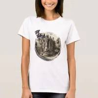 Retro Vintage Haunted Mansion of Dracula and a Bat T-Shirt