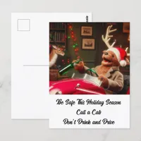 Plush Drunk Reindeer Don't Drink and Drive  Postcard