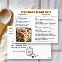 Grandma's Chocolate Chip Cookie Bar Recipe Card